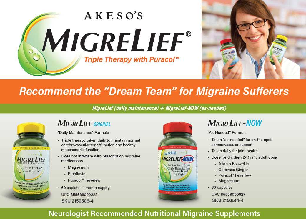 MigreLief Vitamin Shoppe: MIGRELIEF and MIGRELIEF-NOW product ...