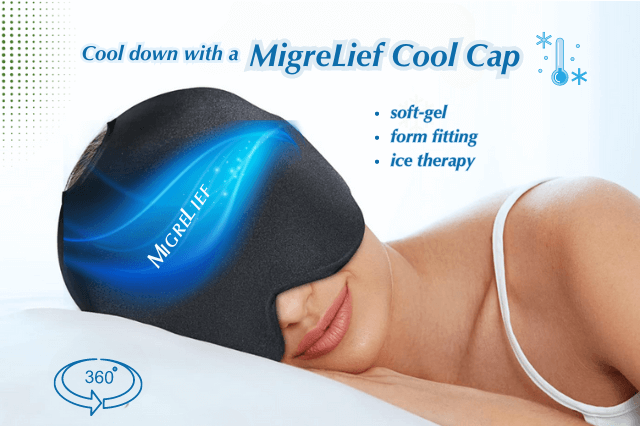 Woman wearing cool ice gel cap